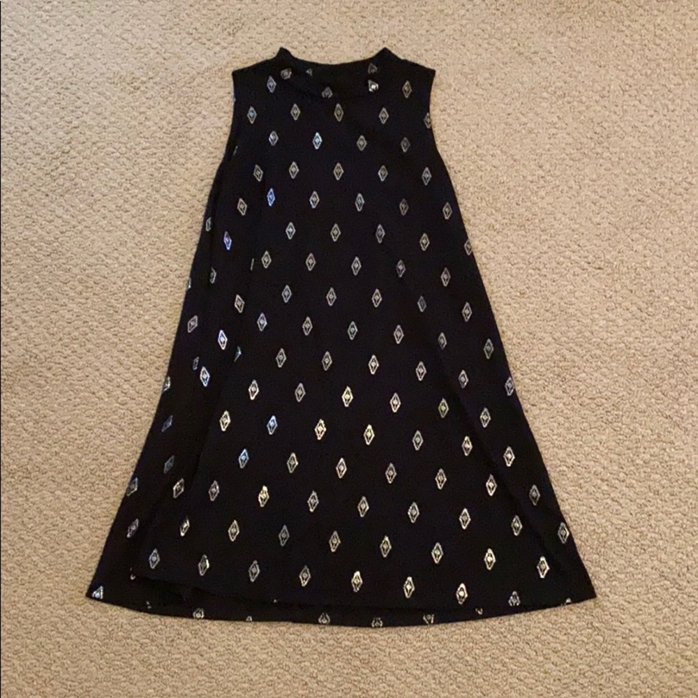 High neck black and silver diamond dress.